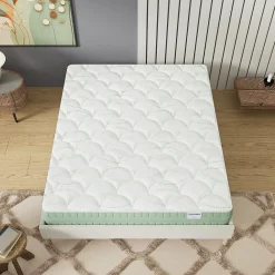 Matelas Maia - Mousse Végétale à Mémoire de Forme & Coutil Aloe Vera - Matériaux Responsables - (140 x 190 cm) - Épaisseur 22cm><noscript><img width=