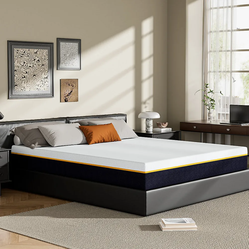 Teeno Matelas Mousse à Mémoire 140x190 cm + Sommier Tapissier, Épaisseur 17 cm* Ensemble Sommier Et Matelas