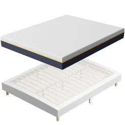 Teeno Matelas Mousse à Mémoire 140x190 cm + Sommier Tapissier, Épaisseur 17 cm* Ensemble Sommier Et Matelas