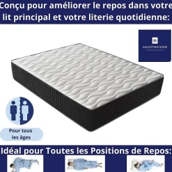 Matelas Mousse 135x190 Cesar, Ferme, Réversible, Côté Été/hiver, H30 Cm><noscript><img width=