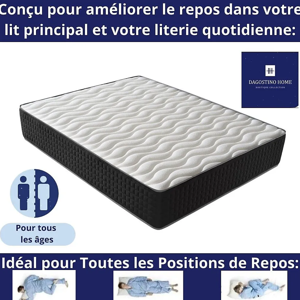 Matelas Mousse 135x190 Cesar, Ferme, Réversible, Côté Été/hiver, H30 Cm>Dagostino Home Outlet