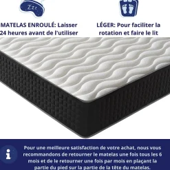 Matelas Mousse 135x190 Cesar, Ferme, Réversible, Côté Été/hiver, H30 Cm><noscript><img width=
