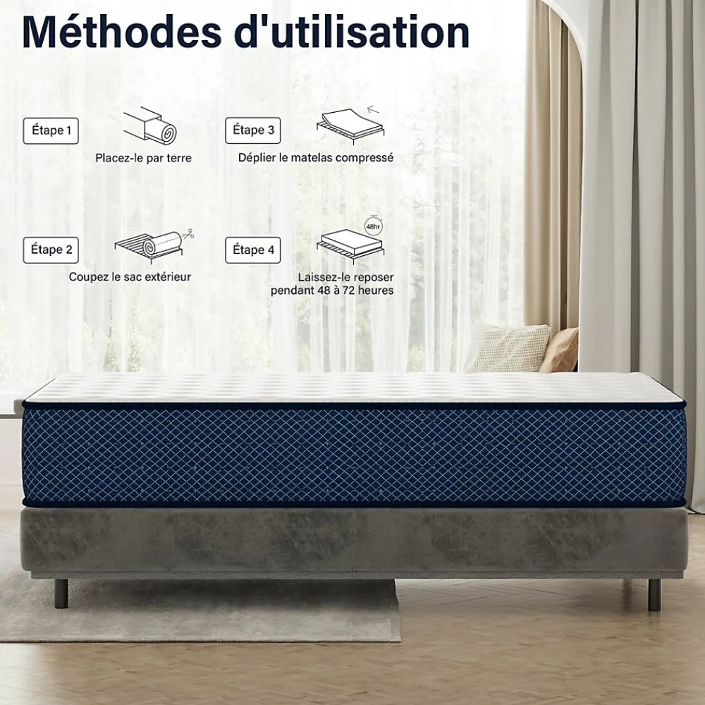Matelas mousse 140x200 cm, epaisseur 30 cm Ferme 7 zones de confort en mousse, Réversible Soutien Parfait>Teeno Clearance