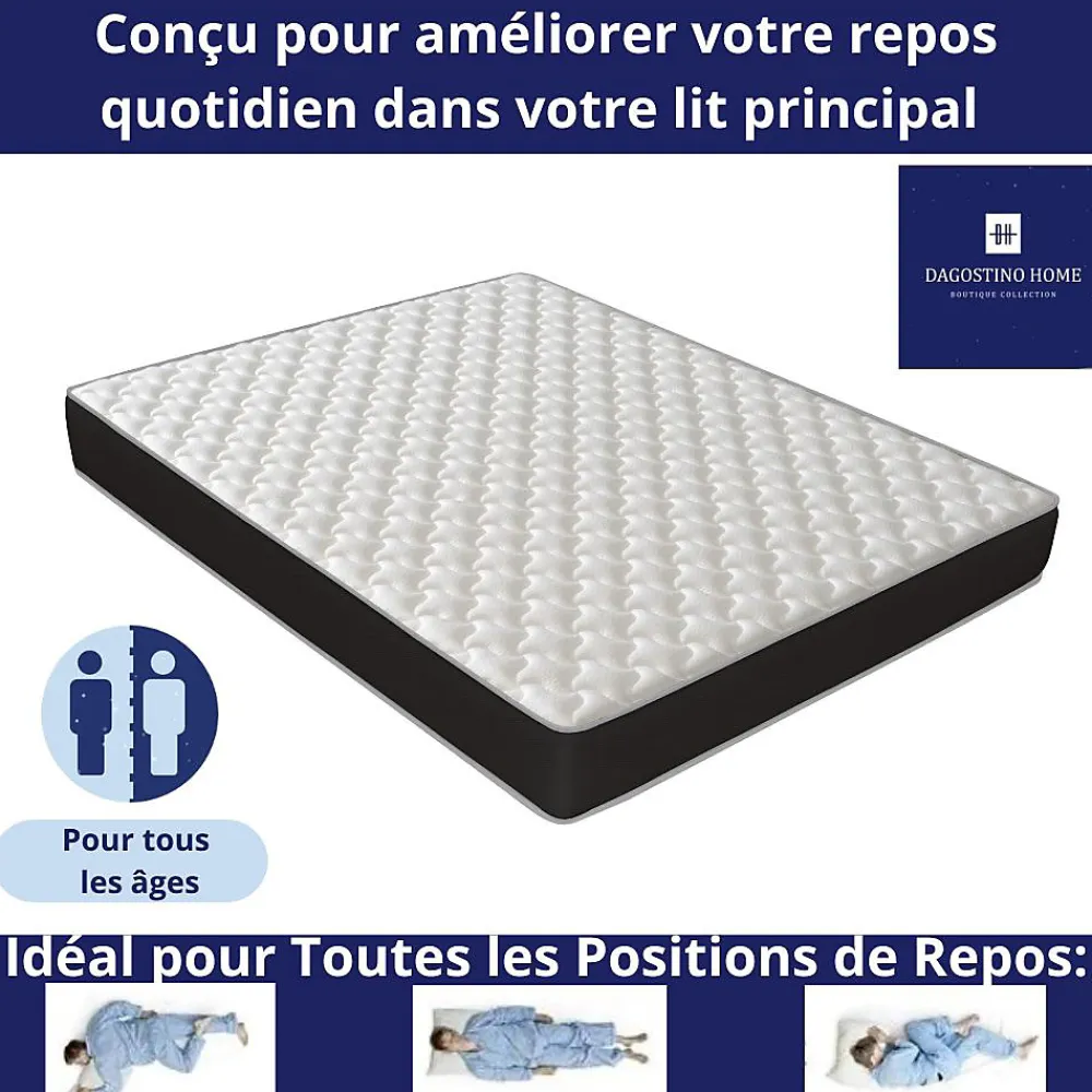 Matelas Mousse 140x190 Elegance, Ferme, Réversible, Côté Été/hiver, H18 Cm>Dagostino Home Online