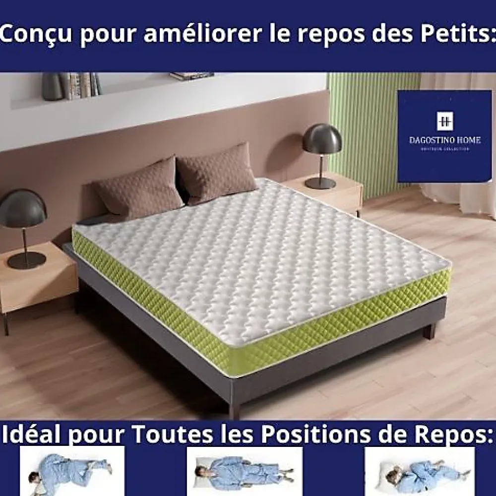 Dagostino Home Matelas Mousse 135x190 Evergreen, Ferme, Réversible, Côté Été/hiver, H15 Cm* Matelas