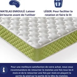 Dagostino Home Matelas Mousse 135x190 Evergreen, Ferme, Réversible, Côté Été/hiver, H15 Cm* Matelas