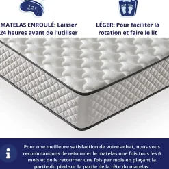 Matelas Mousse 90x190 Florida, Ferme, Réversible, Côté Été/hiver, H20 Cm><noscript><img width=