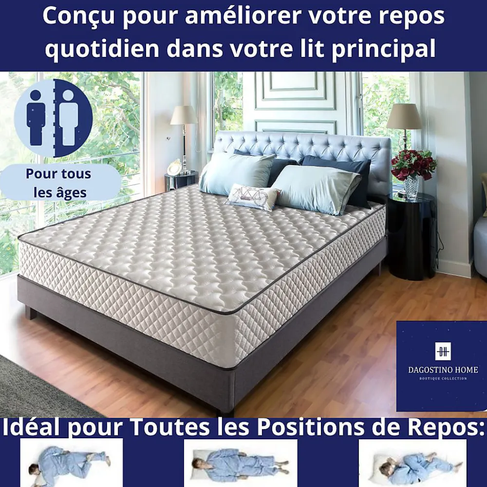 Matelas Mousse 140x200 Florida, Ferme, Réversible, Côté Été/hiver, H20 Cm>Dagostino Home Online