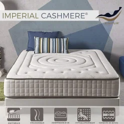 Simpur Low Cost Matelas mousse 120x190 Imperial Cachemire, 25 cm, confort multizone, accueil moelleux, ferme, anti-acarien et hypoallergénique* Matelas