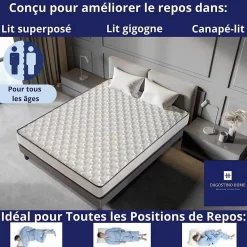Matelas Mousse 90x200 New York, Ferme, Réversible, Côté Été/hiver, H15 Cm><noscript><img width=