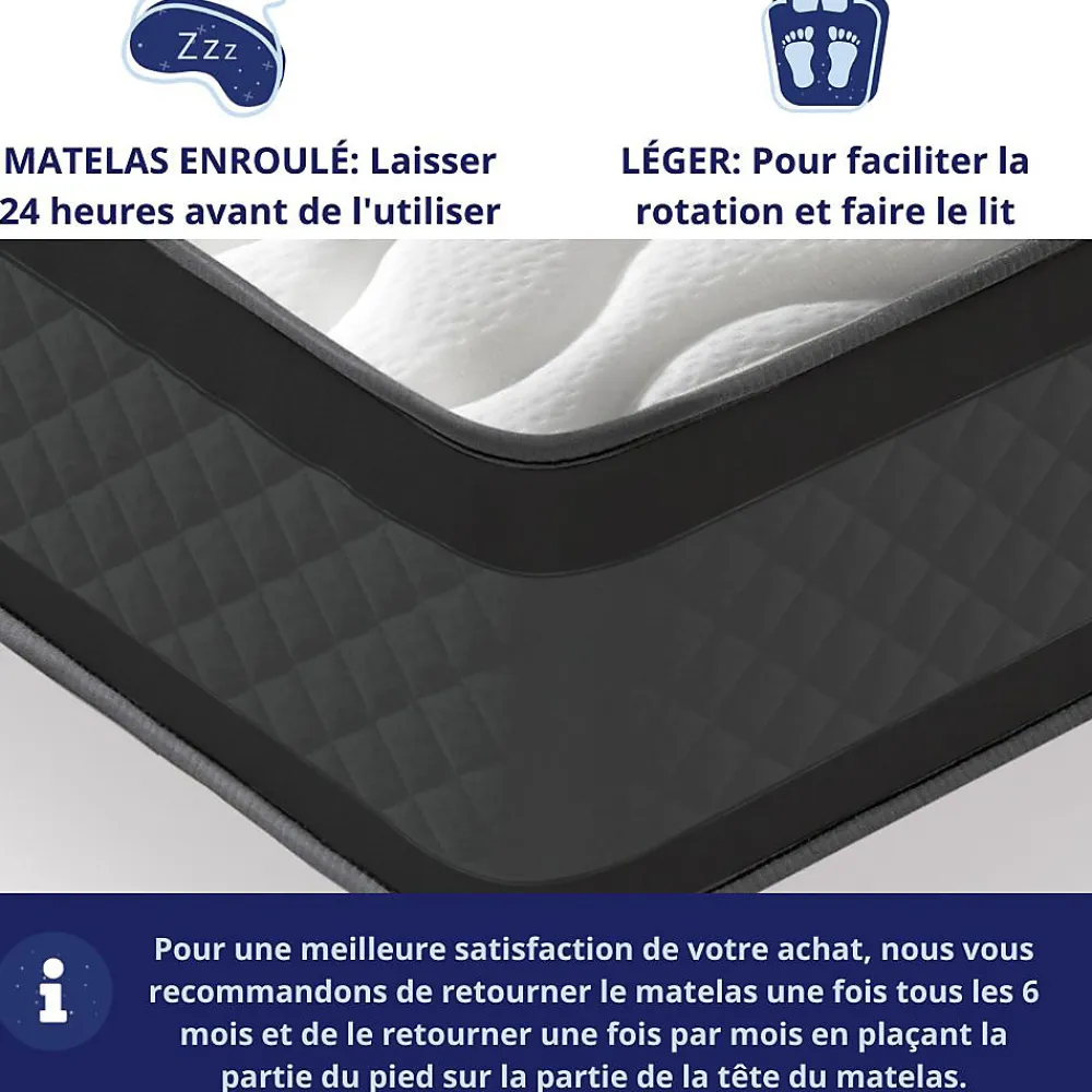 Matelas Mousse 90x190 Onyx, Ferme, Réversible, Côté Été/hiver, H20 Cm>Dagostino Home Best