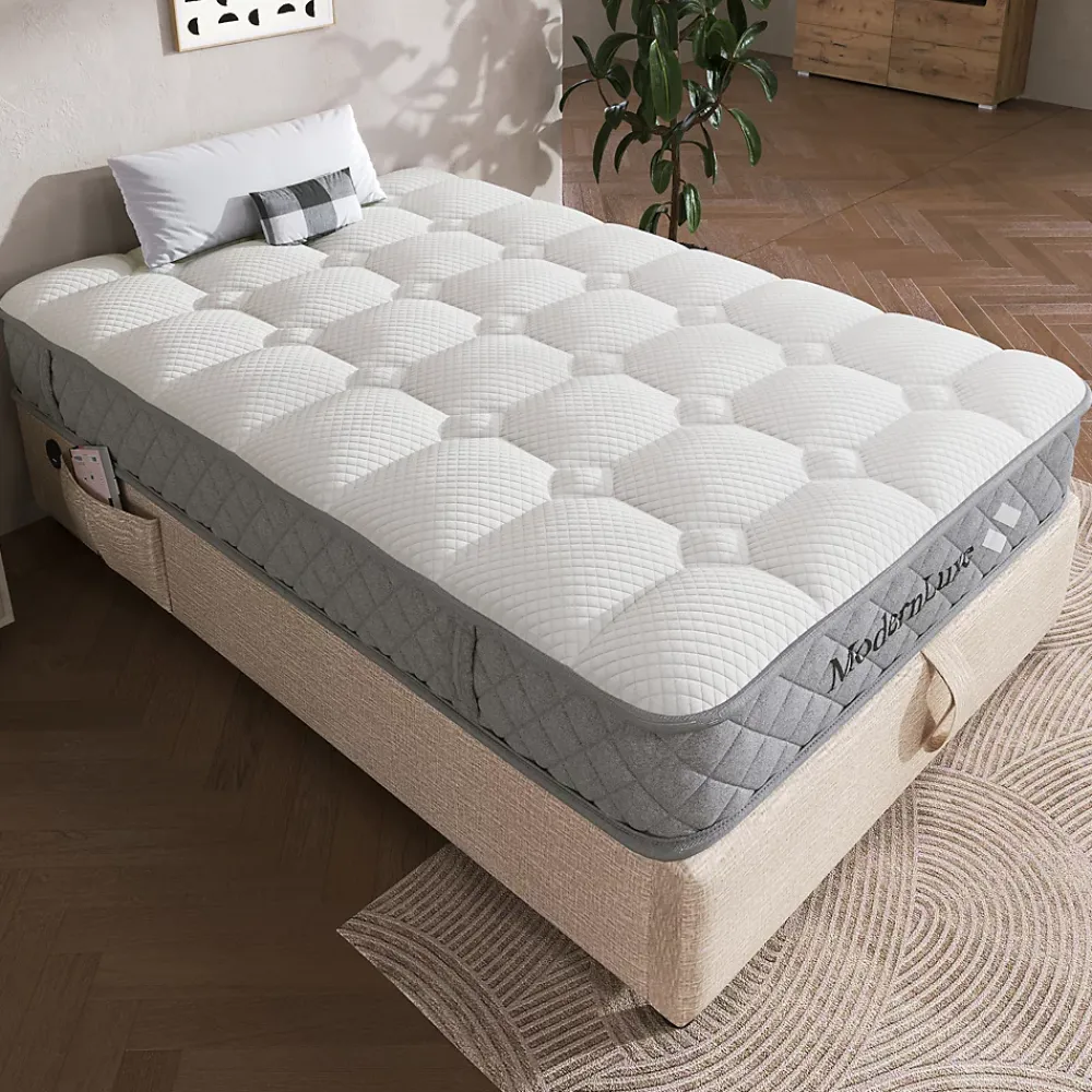 Okwish Matelas Orthopédique 90x200 cm, 7 Zones de Confort, Ressorts ensachés et Mousse Froid, Soutien H3 Moyenne Ferme, H 20 cm, Blanc* Matelas