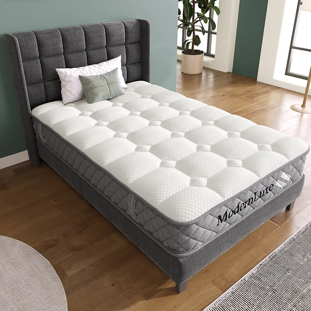 Okwish Matelas Orthopédique 90x200 cm, 7 Zones de Confort, Ressorts ensachés et Mousse Froid, Soutien H3 Moyenne Ferme, H 20 cm, Blanc* Matelas