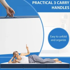 Teeno Matelas Pliant Triple 75X195CM, Matelas Polyvalent, 15cm Mousse épaisse, Housse Amovible et Lavable en Machine, Poignée de* Matelas