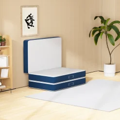 Matelas Pliant Triple 90X200CM, Matelas Polyvalent, 15cm Mousse épaisse, Housse Amovible et Lavable en Machine, Poignée de>Teeno Outlet