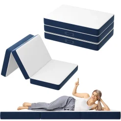 Matelas Pliant Triple 90X200CM, Matelas Polyvalent, 15cm Mousse épaisse, Housse Amovible et Lavable en Machine, Poignée de>Teeno Outlet