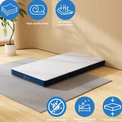 Matelas Pliant Triple 90X200CM, Matelas Polyvalent, 15cm Mousse épaisse, Housse Amovible et Lavable en Machine, Poignée de><noscript><img width=