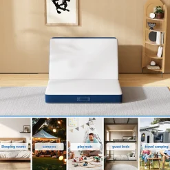 Matelas Pliant Triple 90X200CM, Matelas Polyvalent, 15cm Mousse épaisse, Housse Amovible et Lavable en Machine, Poignée de><noscript><img width=