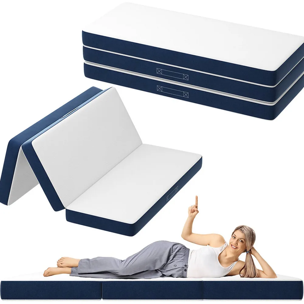 Matelas Pliant Triple 160X195CM, Matelas Polyvalent, 15cm Mousse épaisse, Housse Amovible et Lavable en Machine, Poignée de>Teeno Hot