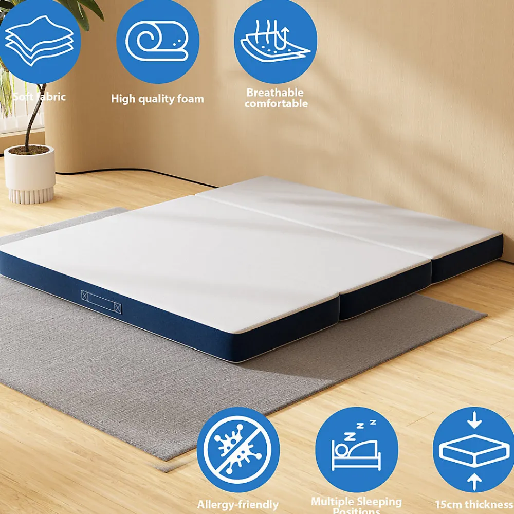 Matelas Pliant Triple 160X195CM, Matelas Polyvalent, 15cm Mousse épaisse, Housse Amovible et Lavable en Machine, Poignée de>Teeno Hot