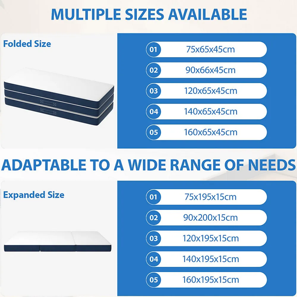 Matelas Pliant Triple 160X195CM, Matelas Polyvalent, 15cm Mousse épaisse, Housse Amovible et Lavable en Machine, Poignée de>Teeno Hot