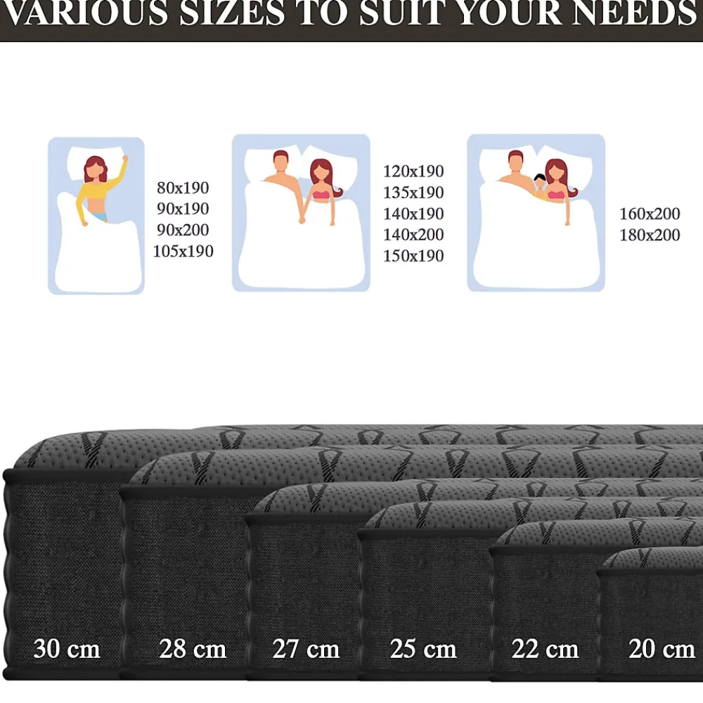 Teeno Matelas Ressorts 140x190 cm de Forme en Mousse et Ressorts, 30 cm Épaisseur* Matelas