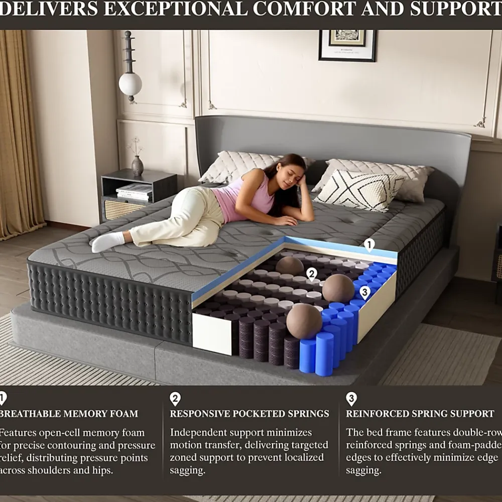 Teeno Matelas Ressorts 140x190 cm de Forme en Mousse et Ressorts, 30 cm Épaisseur* Matelas