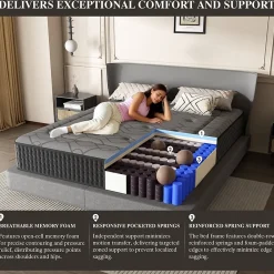Teeno Matelas Ressorts 160x200 cm de Forme en Mousse et Ressorts, 25 cm Épaisseur* Matelas