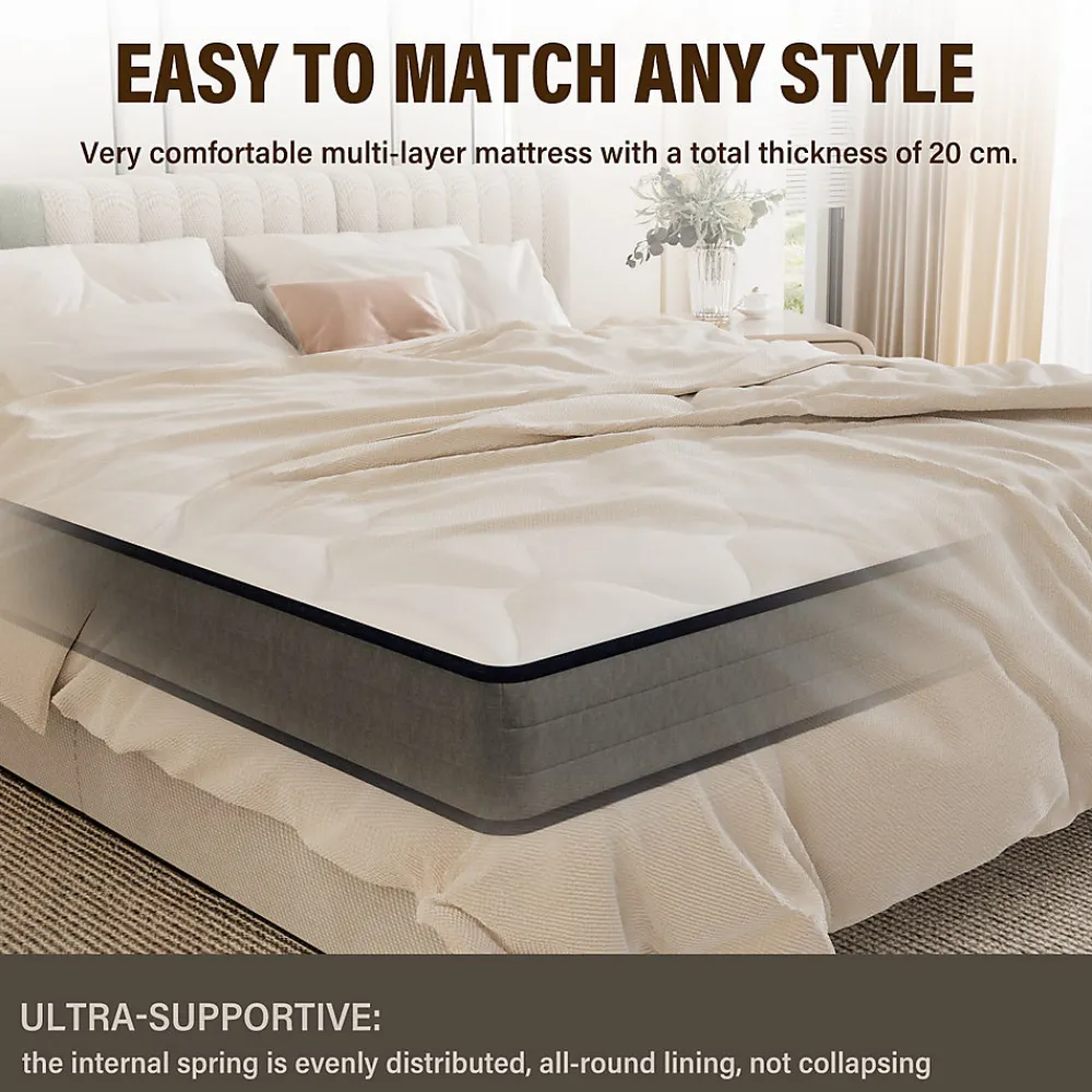 Matelas Ressorts 90x190x20cm, Confort, 7 Zones Ergonomique>Teeno