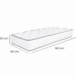 Juanio Matelas RONA 90x190 cm, réversible en mousse Memosoft100 à mémoire de forme et indépendance du couchage, épaisseur 20cm* Matelas
