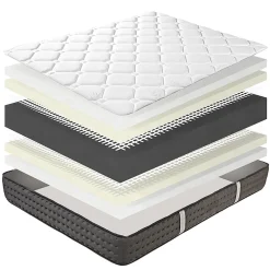 Matelas SAJA, réversible en mousse 3D, face été/ hiver, mémoire de forme, indépendance du couchage - 140 X 190 X 20 cm><noscript><img width=
