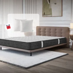 Matelas 135x190 + 2 Oreillers 60x60 Offerts - Épais 21 cm - Mousse - Blue Latex - 7 zones de soutien - Réversible - Equinox>Cosmos