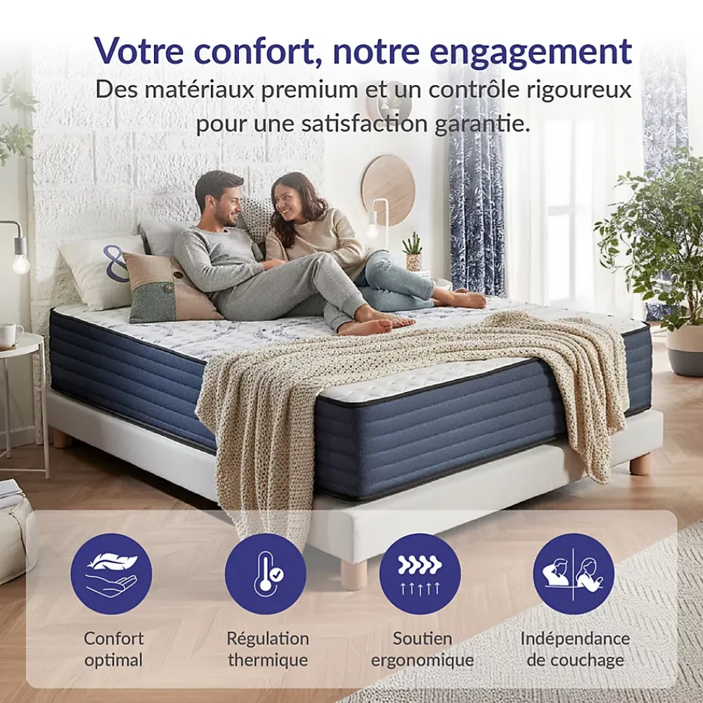 Naturalex Matelas 140x190 à mémoire de forme - Épaisseur 15 cm - Blue Latex - 7 zones de confort - Hypoallergénique - Perfect Dream* Matelas