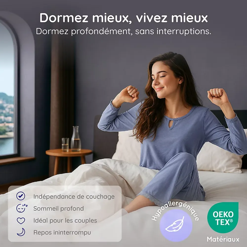 Cosmos Matelas 140x190 - Épais 30 cm - Hybride - Blue Latex - Ressorts Ensachés - 7 zones - Face été/hiver - Confort Mi-Ferme - Gamma* Matelas