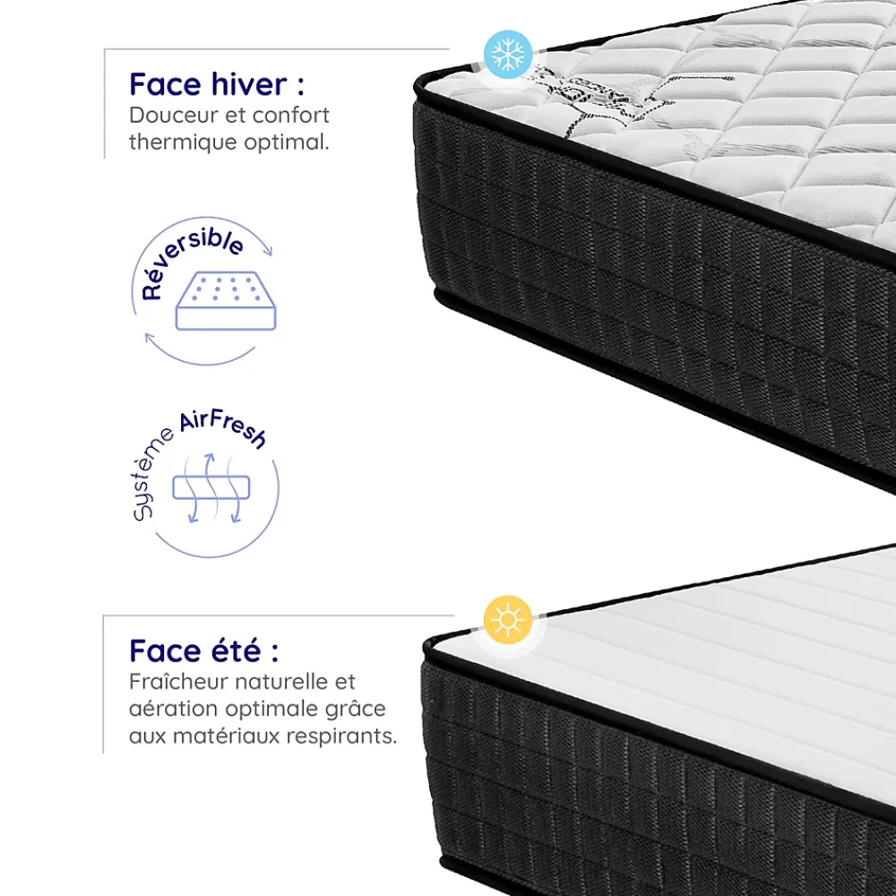 Cosmos Matelas 140x190 - Épais 30 cm - Hybride - Blue Latex - Ressorts Ensachés - 7 zones - Face été/hiver - Confort Mi-Ferme - Gamma* Matelas