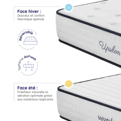 Cosmos Matelas 180x200 - Épais 30 cm - Mousse mémoire de forme - Blue Latex - Confort Ferme - 7 zones - Réversible - Durable - Upsilon* Matelas