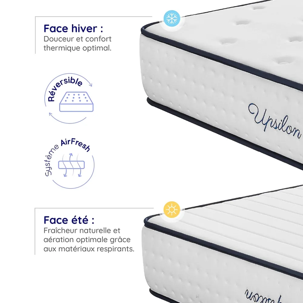 Cosmos Matelas 180x200 - Épais 30 cm - Mousse mémoire de forme - Blue Latex - Confort Ferme - 7 zones - Réversible - Durable - Upsilon* Matelas