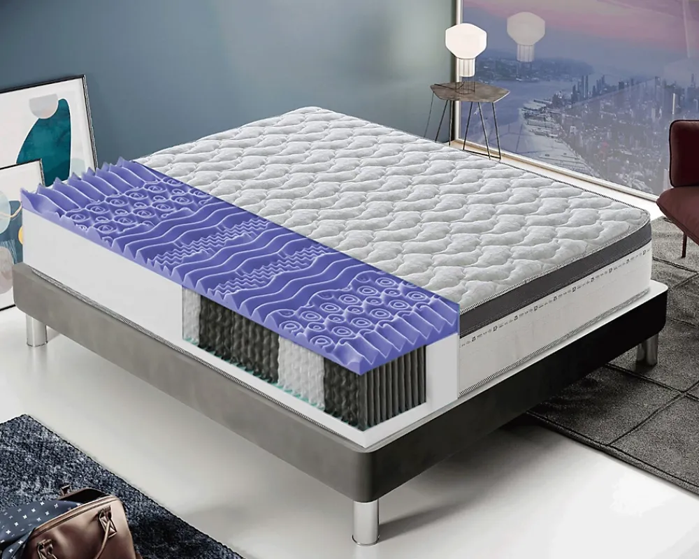 Materassiedoghe Matelas 80x190 à ressorts ensachés 800 - Epaisseur 28 cm - Mousse à mémoire de forme 6 cm - 9 zones de confort - Positano* Matelas