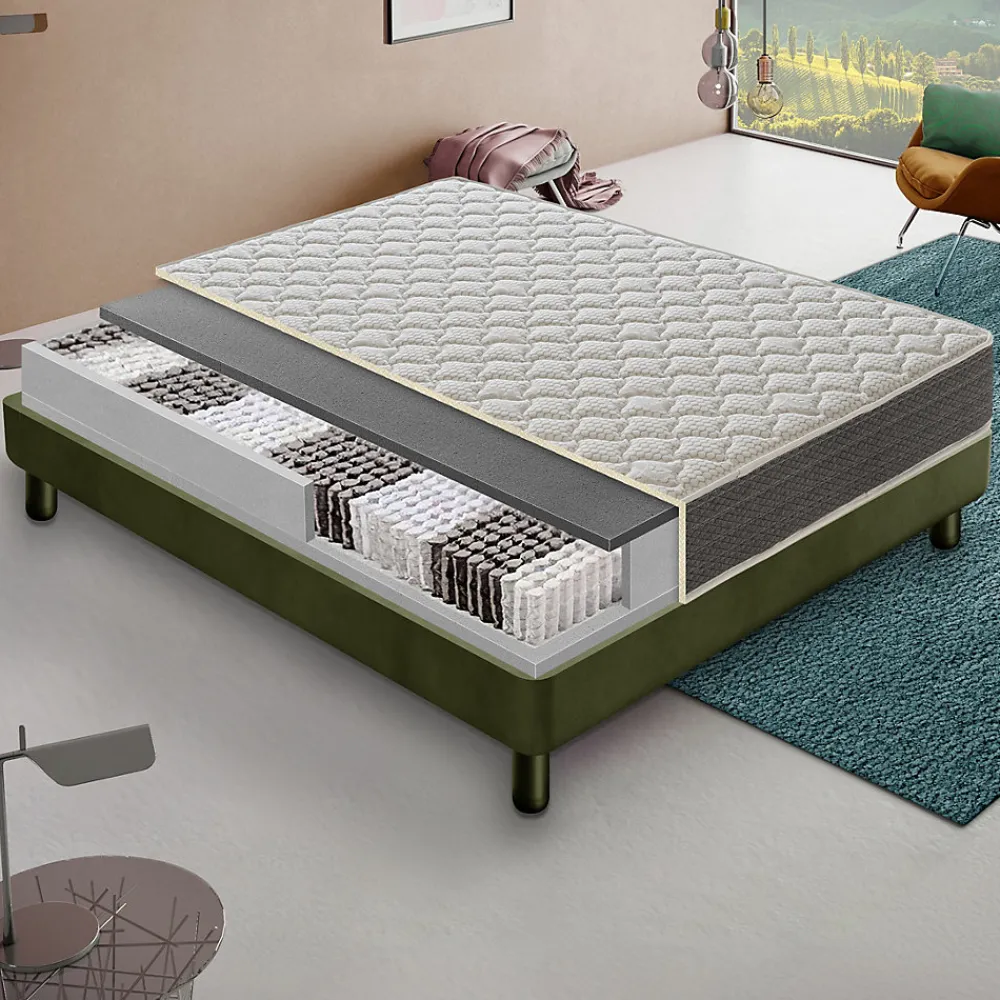 Matelas 160x200 800 ressorts ensachés - Mousse orthopédique 6 cm - Elastique et indéformable - Rigidité H4>Materassiedoghe Best