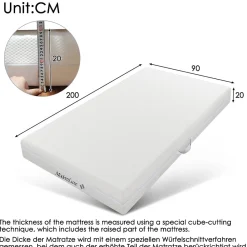 Matelas 90x200 cm - Ergonomique 7 Zones avec Mousse Froide, Confort H2 H3, Housse Amovible Lavable à Fermeture Éclair - Blanc><noscript><img width=