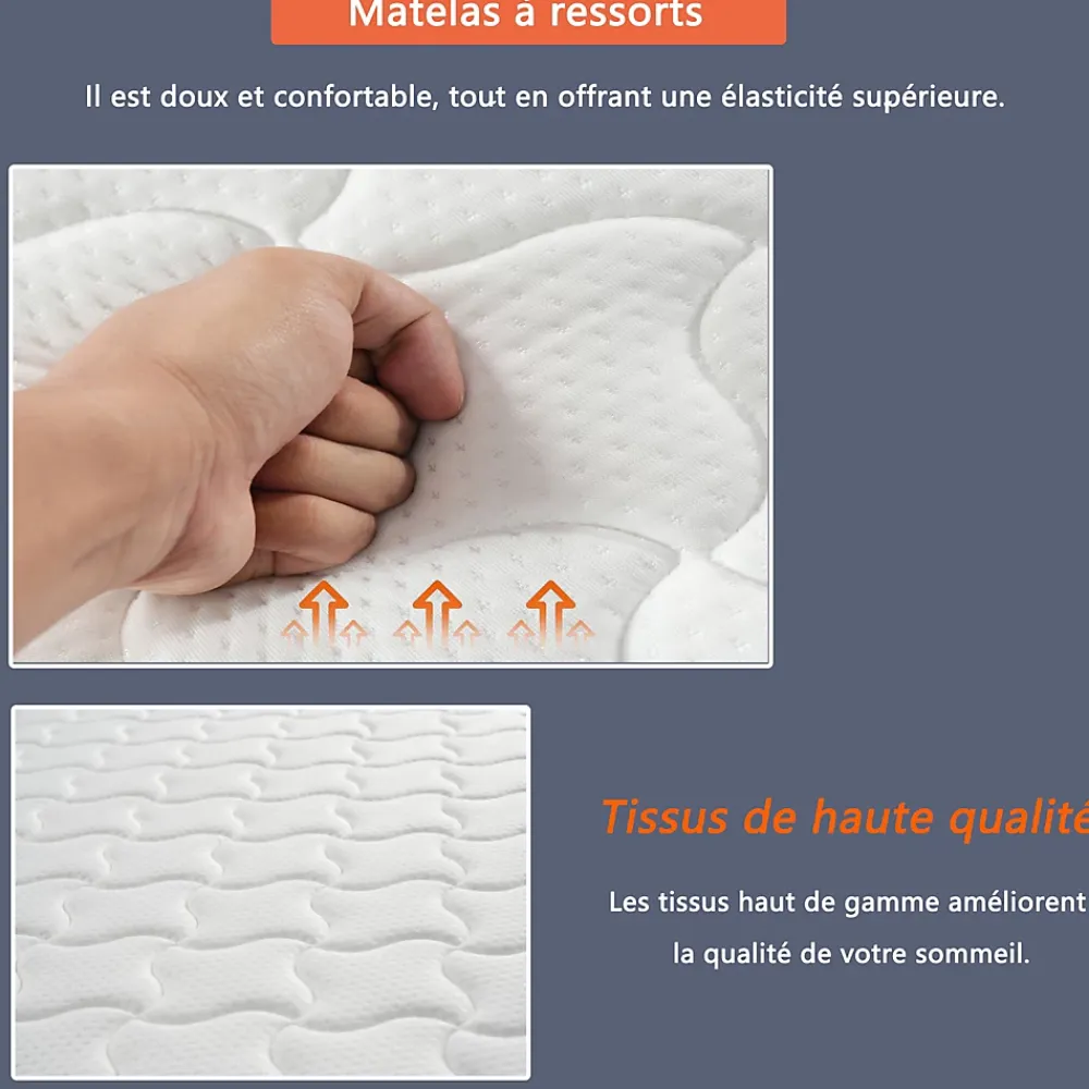 Okwish Matelas 90x200 cm - Matelas Ressorts avec Soutien Lombaire Ergonomique pour Enfant et Ado - Tissu, Métal, Roulé, Blanc* Matelas