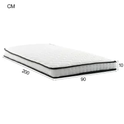 Okwish Matelas 90x200 cm - Matelas Ressorts avec Soutien Lombaire Ergonomique pour Enfant et Ado - Tissu, Métal, Roulé, Blanc* Matelas