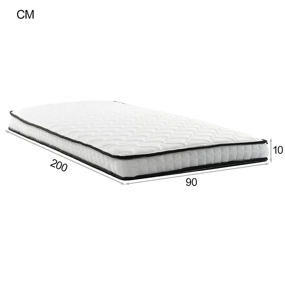 Okwish Matelas 90x200 cm - Matelas Ressorts avec Soutien Lombaire Ergonomique pour Enfant et Ado - Tissu, Métal, Roulé, Blanc* Matelas