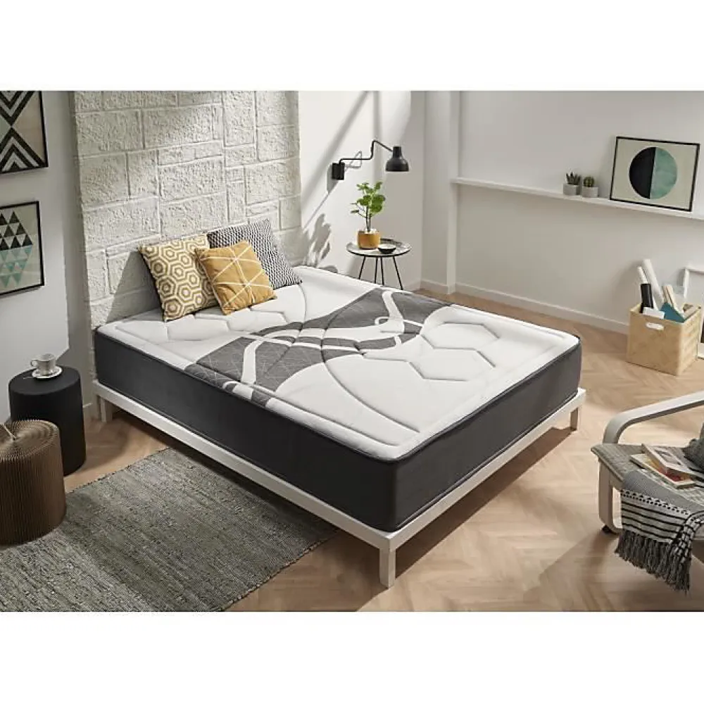 Eccox Matelas 140x200 cm Mémoire de formeelastique Memory Graphene epaisseur 30 cm +/-2 Fermeté moyenne-haute.* Matelas