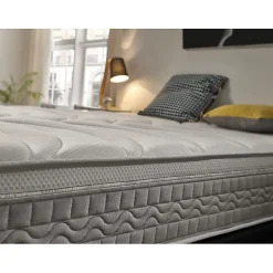 Eccox Matelas 105x190 cm Mémoire de forme Luxury Elite Argent H25 epaisseur 25 cm +/- 2 Haute Fermeté.* Matelas
