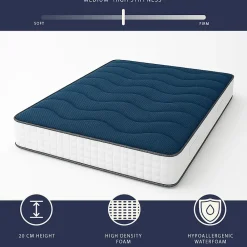 The White Stone Matelas 140x190 cm Waterfoam H20 cm Ferme Moyenne Médical Antiallergique Made in Italy* Matelas