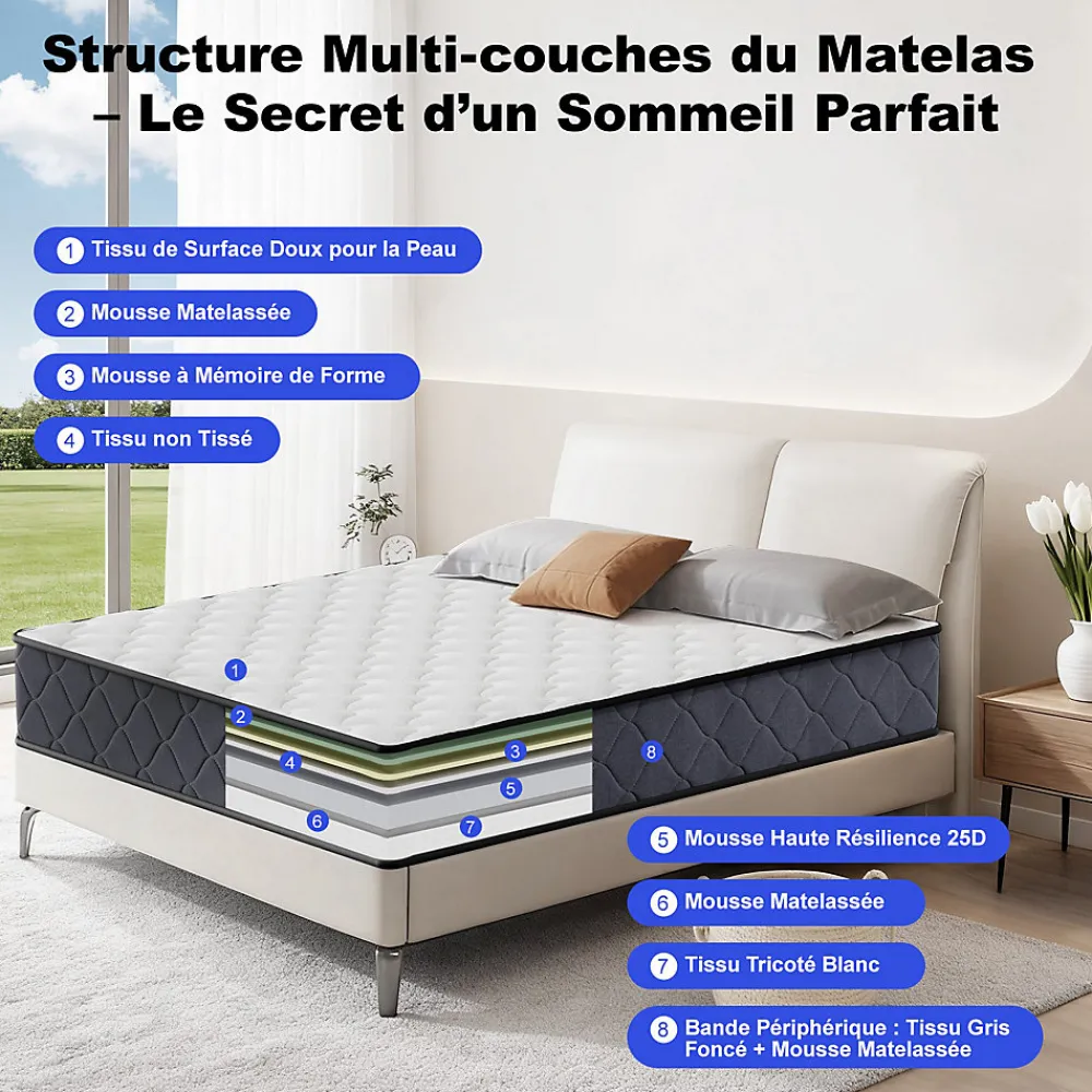 Matelas 90x190 Epaisseur 22CM Haute Densité>Teeno Sale