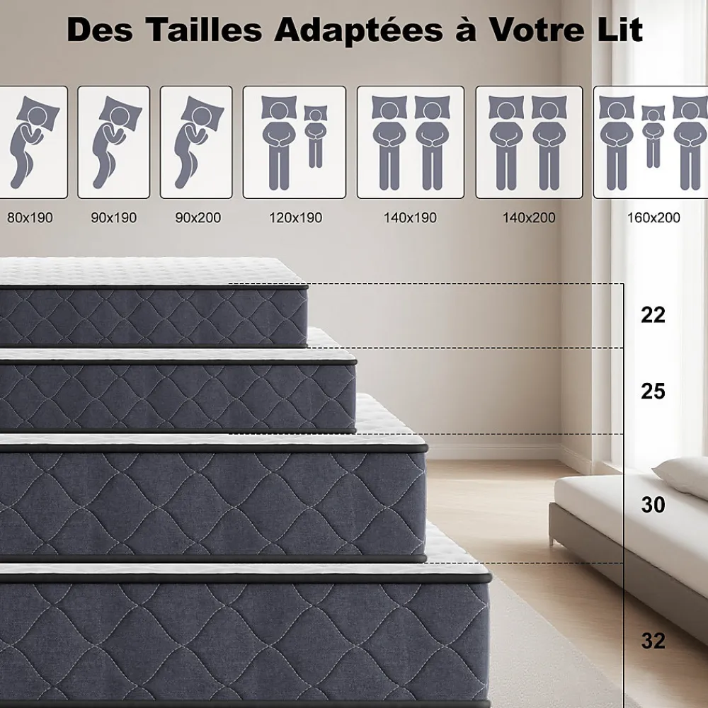 Matelas 90x190 Epaisseur 22CM Haute Densité>Teeno Sale