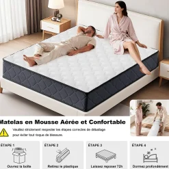 Teeno Matelas 140x190 Epaisseur 22CM Haute Densité* Matelas