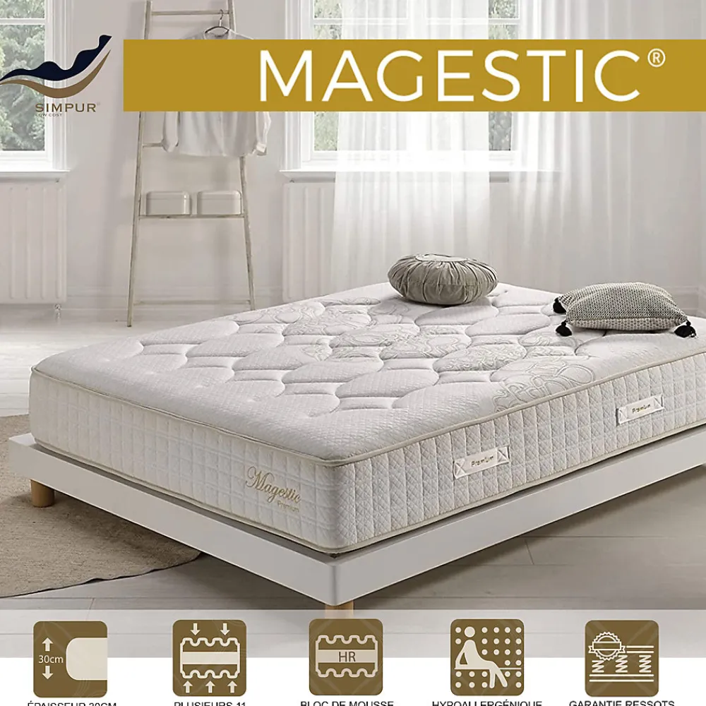 Matelas 160x200 magestic ressorts ensachés avec mousse hr hauté densité épaisseur 30 cm 7 zones de confort>Simpur Low Cost Sale